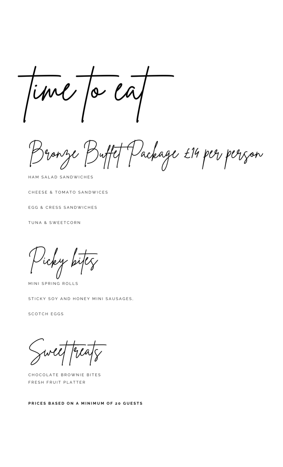 Finger Buffet Menu
