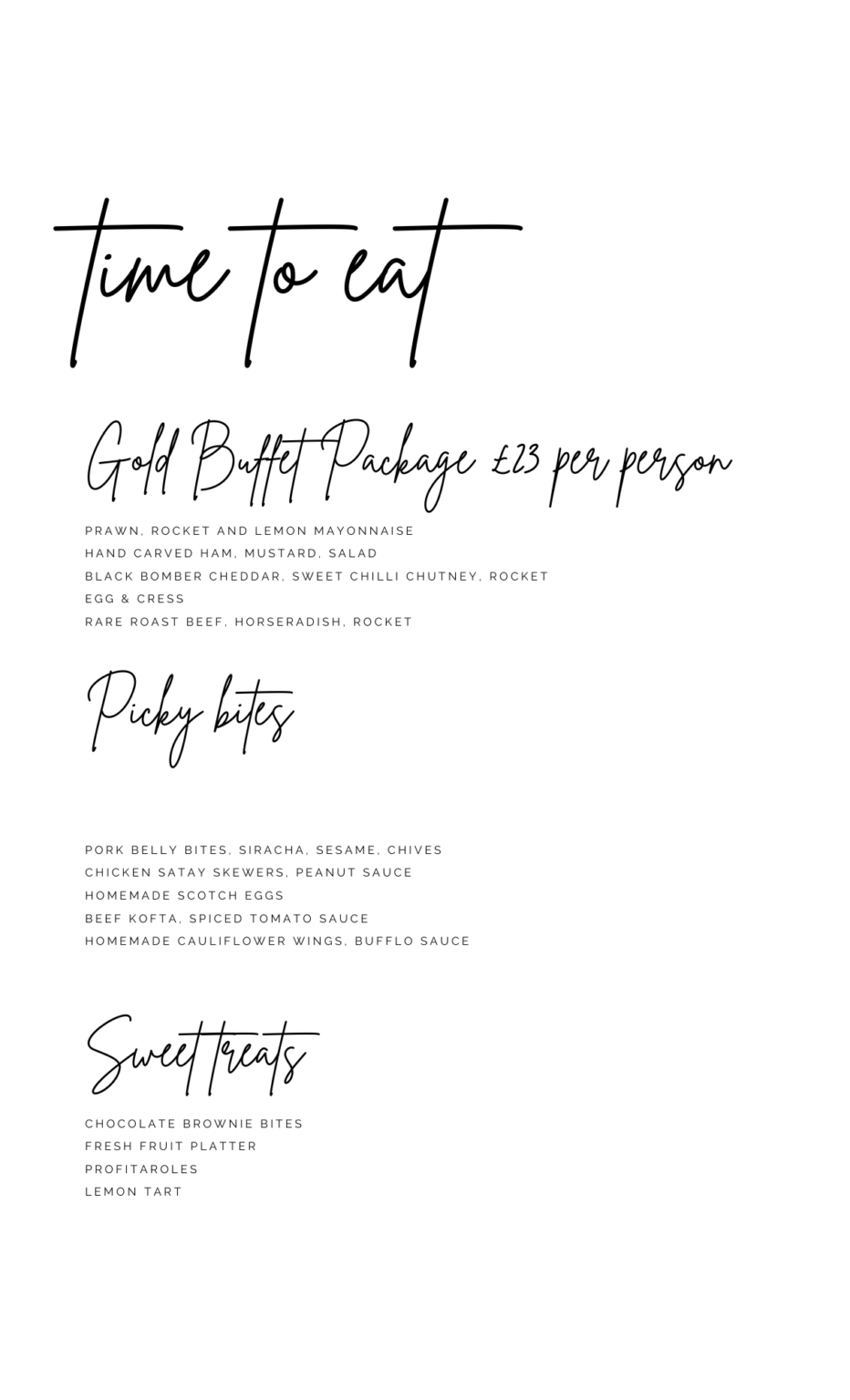Finger Buffet Menu
